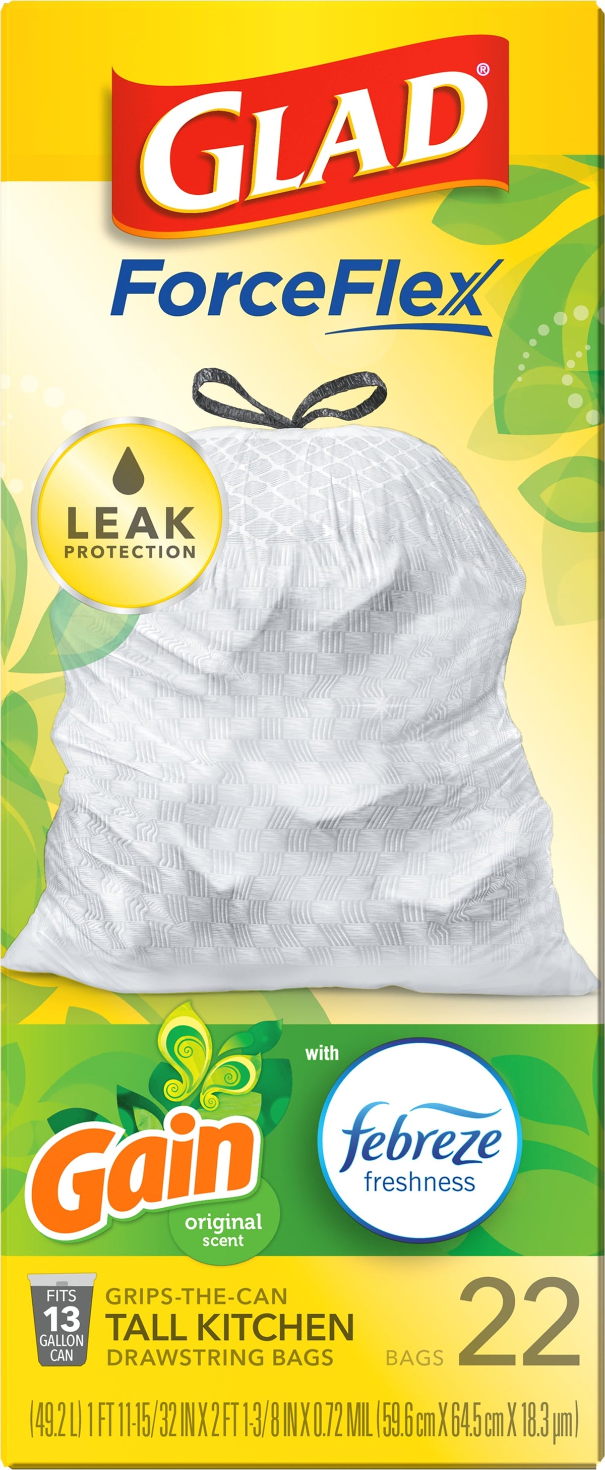 Glad ForceFlex Drawstring Odor 13 g 6/34c — Case of 6
