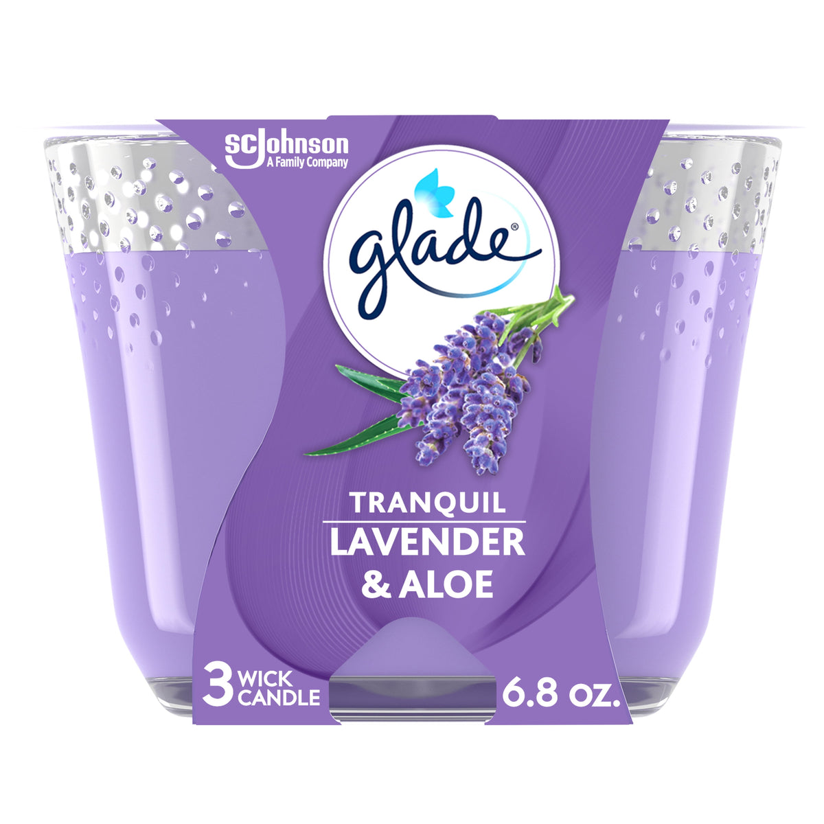 Glade Candle Tranquil Lavender & Aloe 3 Pack, 6.8 oz — 1 Per Case