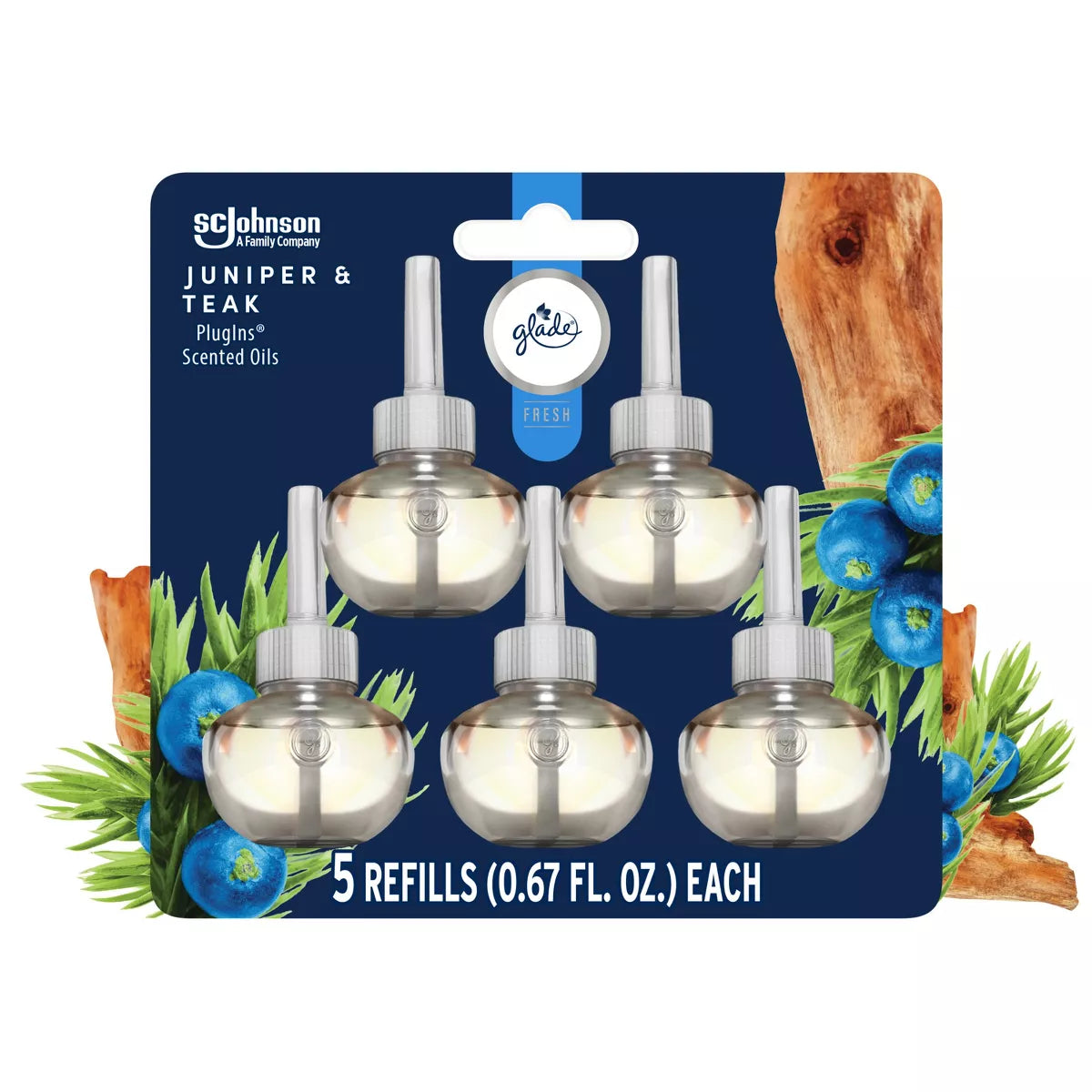 Glade Piso Refills - Fresh Juniper & Teak, 3.35 fl oz — 5 Per Case