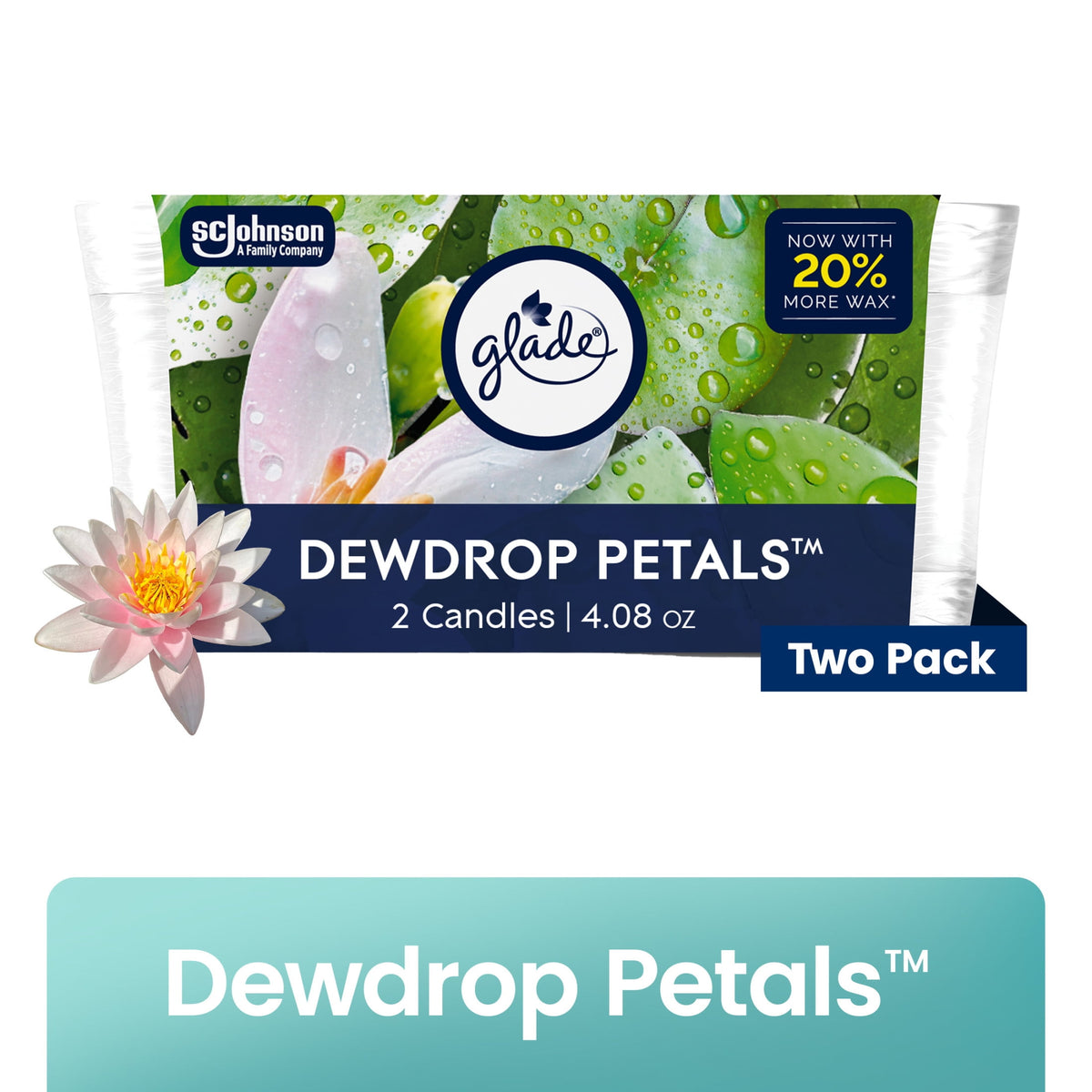Glade Dewdrop Petals Candle 2 Pack, 4.08 oz — 3 Per Case