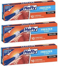 Hefty Slider Freezer Bags Gallon, 10 Count — 9 Per Case