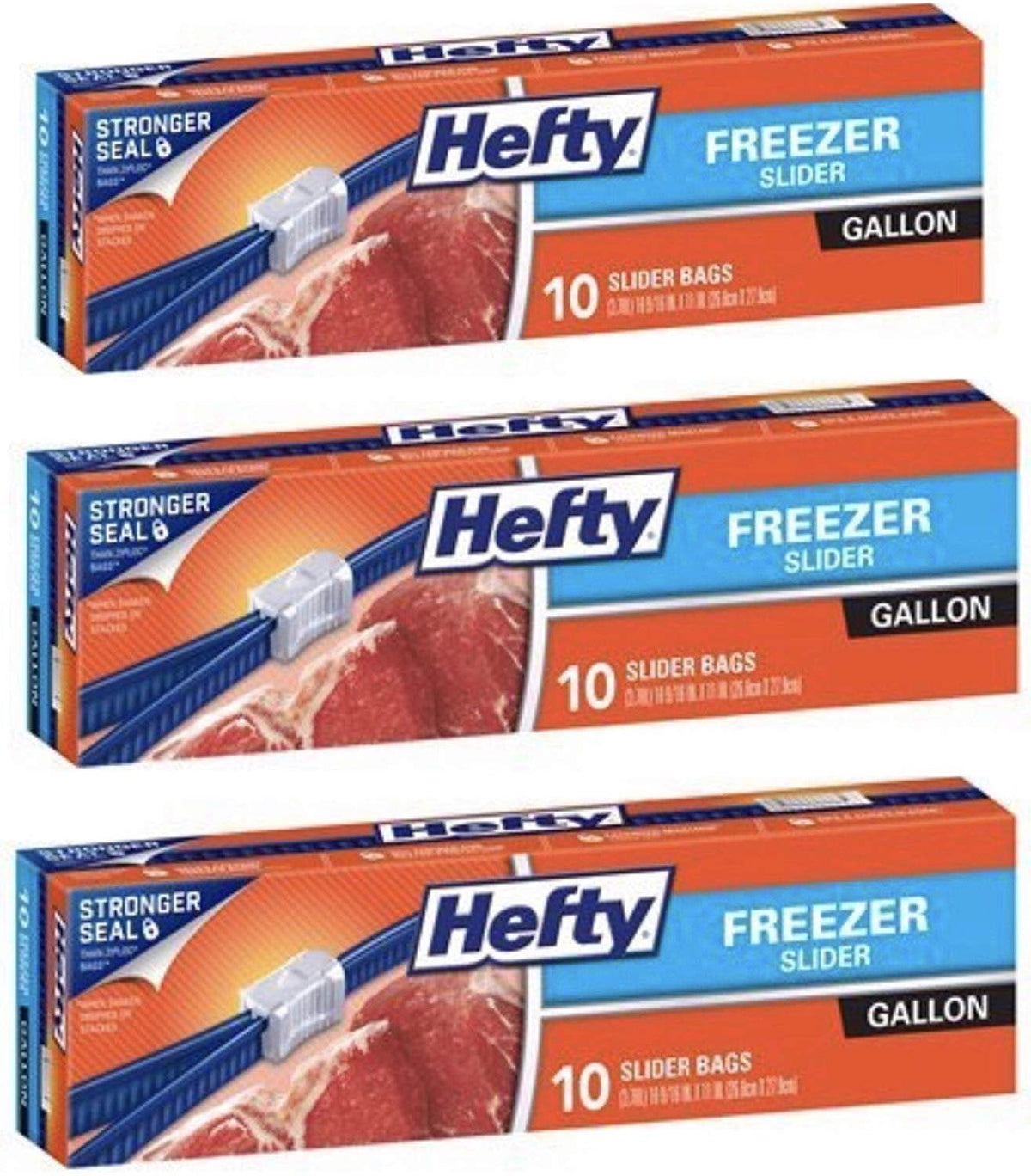 Hefty Slider Freezer Bags Gallon, 10 Count — 9 Per Case