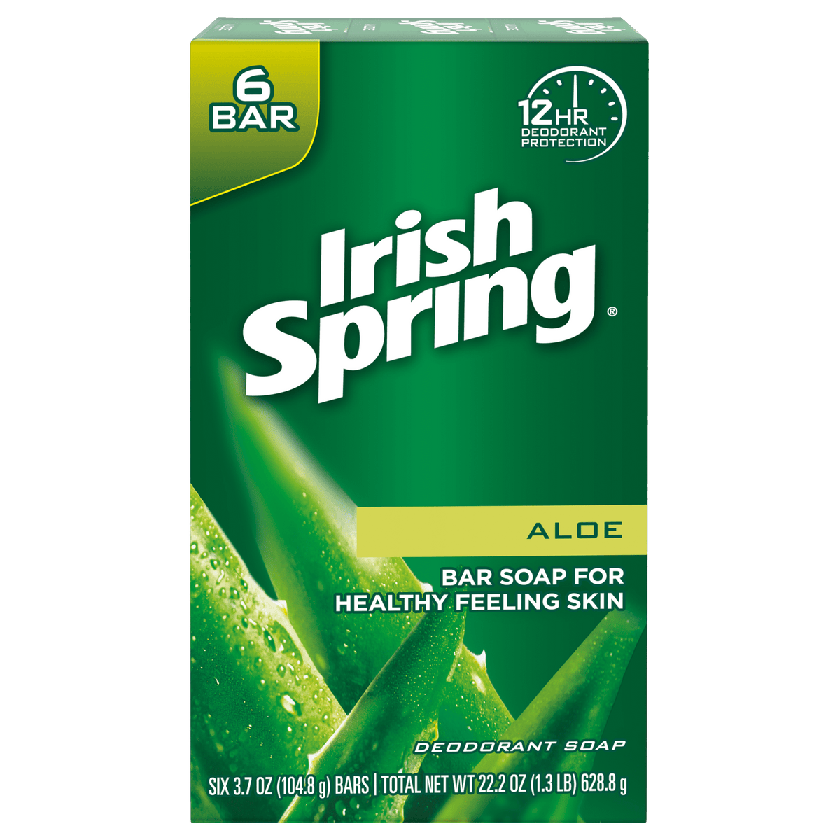 Irish Spring Aloe Bar Soap, 3 Pack 3.7 oz — 18 Per Case