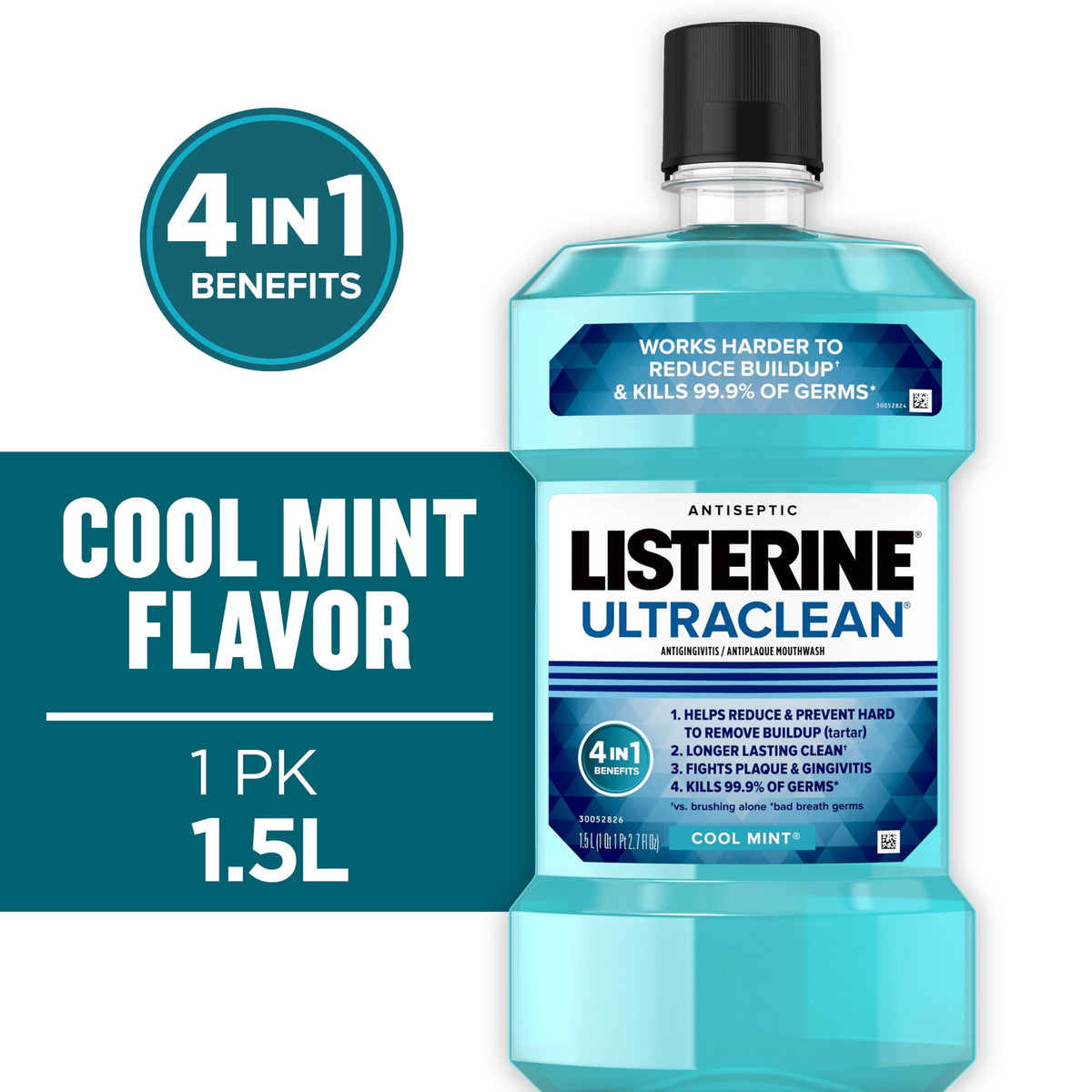 Listerine 1.5l Ultra Clean Coolmint — Case of 6
