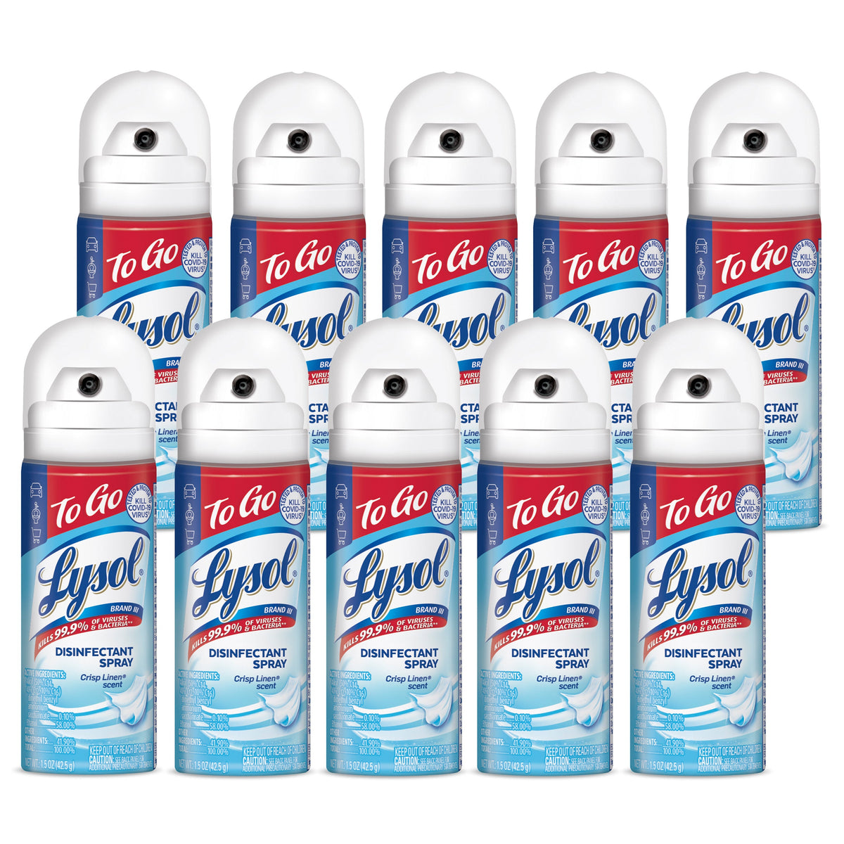 Lysol Disinfectant Spray - To Go - Crisp Linen, 1.5oz — 12 Per Case