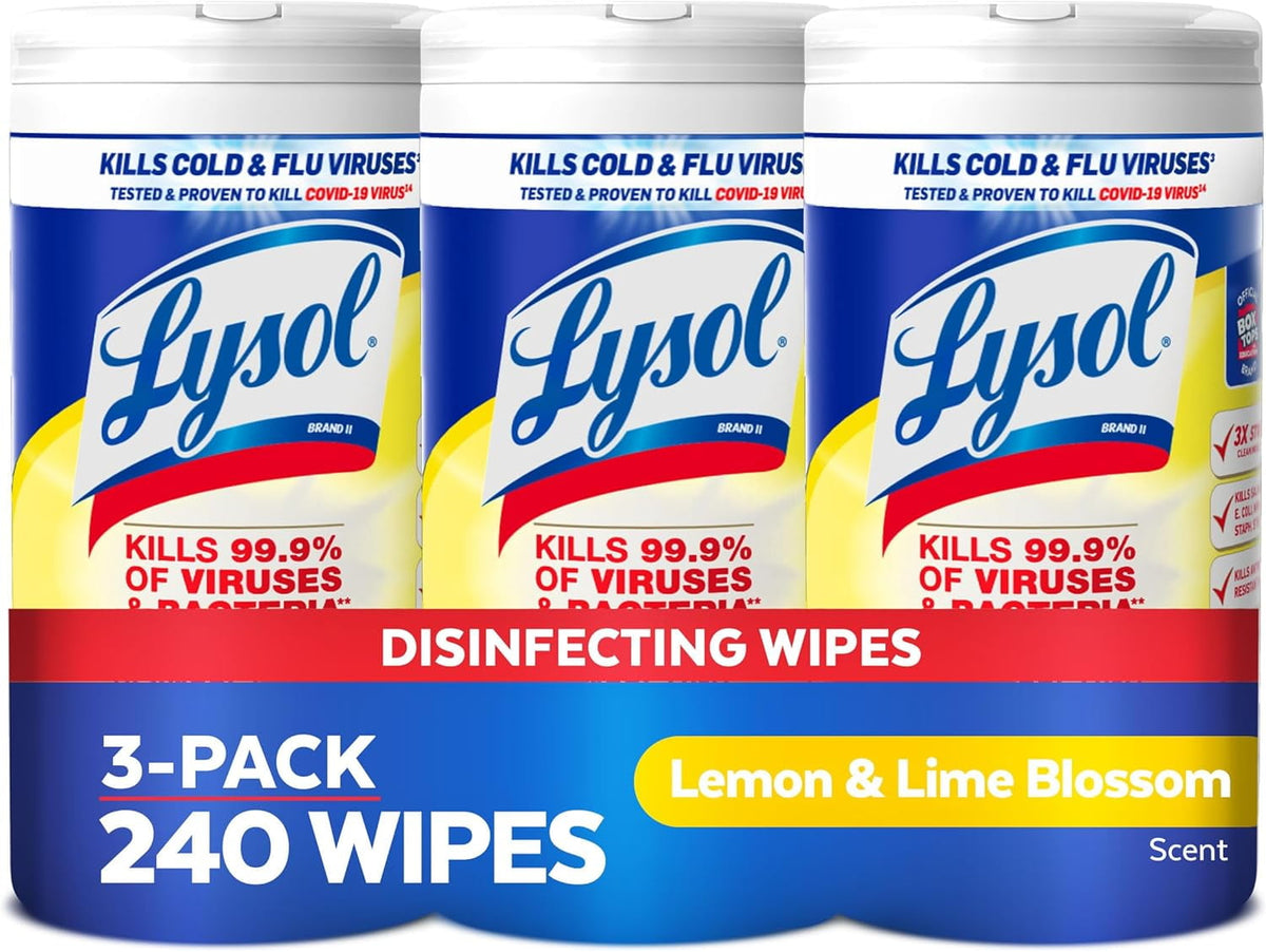 Lysol Wipes Lemon/Lime, 80 Count 3 Pack — 2 Per Case