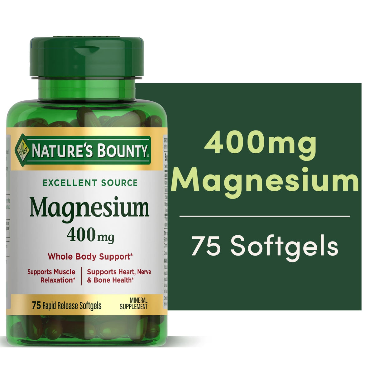 Nature's Bounty #9408 Magnesium 400mg 75 ct — Case of 24