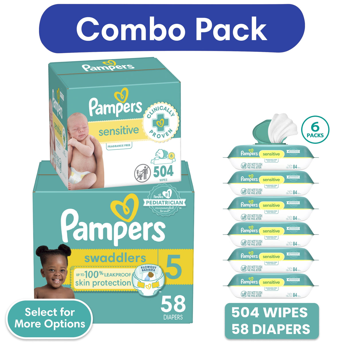 Pampers Swaddler Sze 5 Sup, 58 Count — 1 Per Case