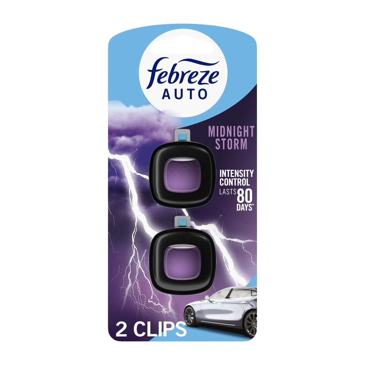 Febreze Car Vent Clip Midnight Storm 2 ct — Case of 8