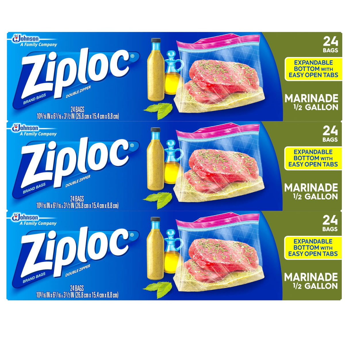 Ziploc All Purpose Marinade Bags, 24 ct — 12 Per Case