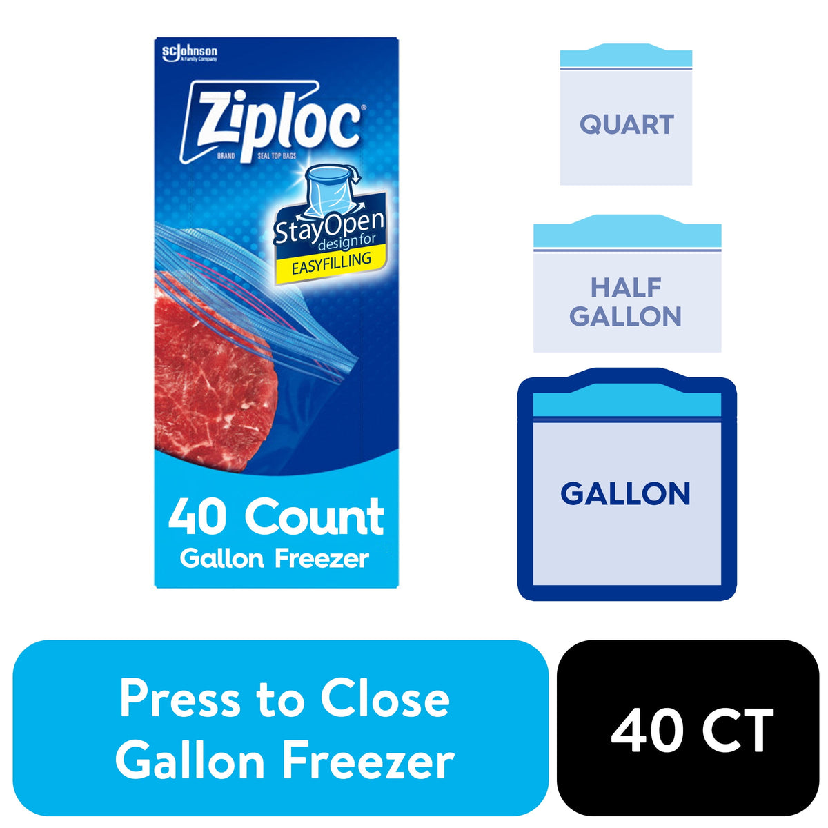 Ziploc Suso Freezer Gallon, 40 ct — 9 Per Case
