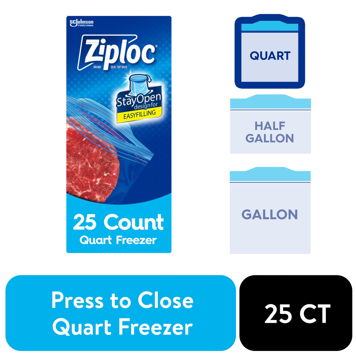 Ziploc Suso Freezer Quart, 25 ct — 9 Per Case