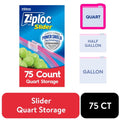 Ziploc Power Guard Slider Storage Quart, 75 ct — 4 Per Case