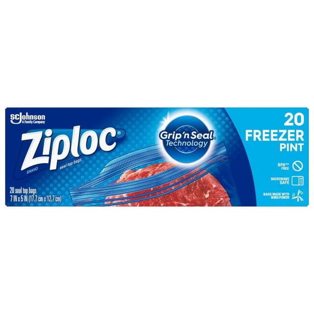 Ziploc Pint Freezer Bags, 20 ct — 12 Per Case