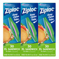 Ziploc Easy Guide Sandwich xl Bags, 30 ct — 12 Per Case