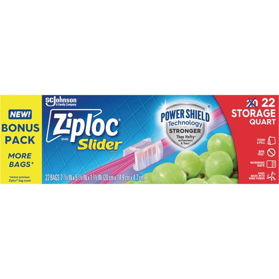 Ziploc Slider Quart Storage Bag, 22 ct — 12 Per Case