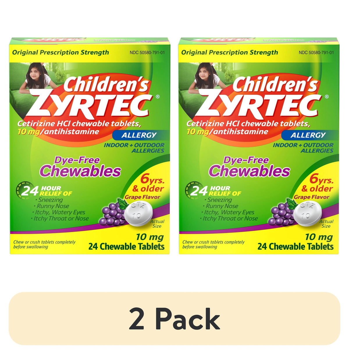 Zyrtec Children's Grape Tabs 10 mg, 24 Count — 24 Per Case