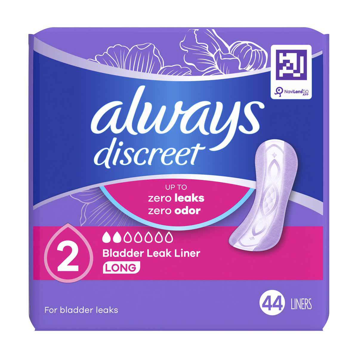 Always Discreet 44 ct Liner LO — Case of 3