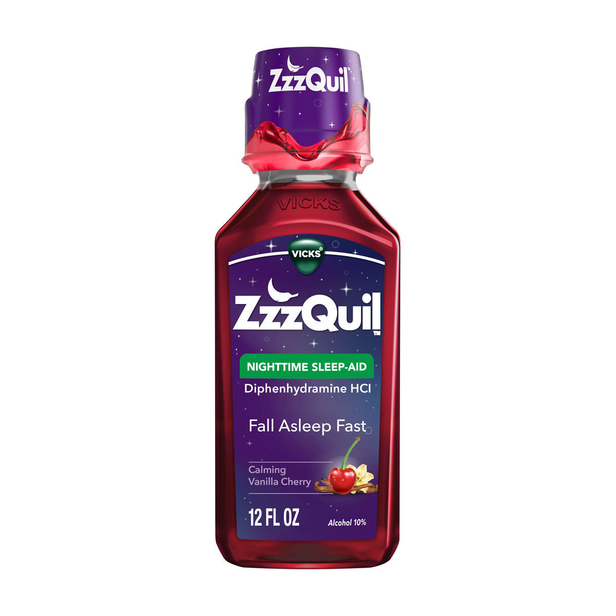ZzzQuil Sleep Aid Vanilla Cherry, 12 oz — 12 Per Case