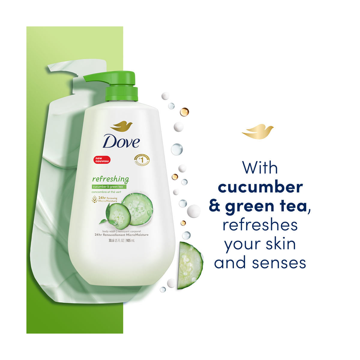 Dove Body Wash Cuc/grn Tea, 3 oz — 24 Per Case