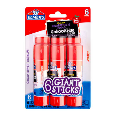 Elmer's Disappearing Purple Glue Sticks, 6 Count — 24 Per Case