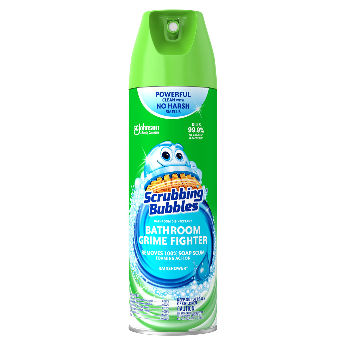 Scrubbing Bubbles Bathroom Grime Fighter Disinfectant Aerosol Petal, 20 oz — 12 Per Case