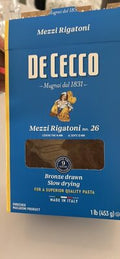 De Cecco Pasta Rigatoni Mezzi - 16 oz — Case of 12