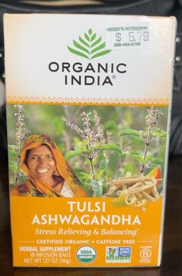 Organic India Tea Tulsi Infsn Ashwganda - 18 bag — Case of 6