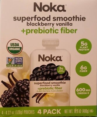 Noka Smoothie Blkbrry Vanilla 4Pc - 16.9 oz — Case of 6
