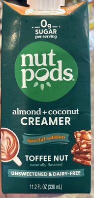 Nutpods Creamer Toffee Nut Unsweetened - 11.2 fl oz — Case of 12