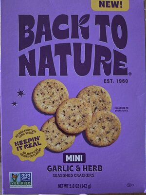Back To Nature Crackers Mini Garlic Herb - 5 oz — Case of 6