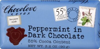 Chocolove Peppermint In Dark Chocolate, 3.2 Ounce — 12 Per Case