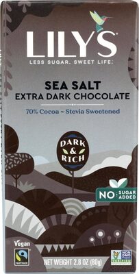 Lilys Sweets Chocolate Bar Dark 70% Sea Salt - 2.8 oz — Case of 12