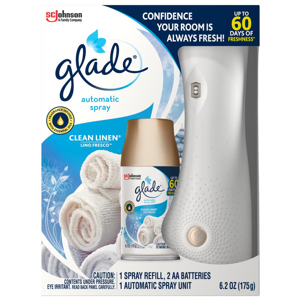 Glade Automatic Spray Vase Starter - Clean Linen, 6.2 oz — 4 Per Case