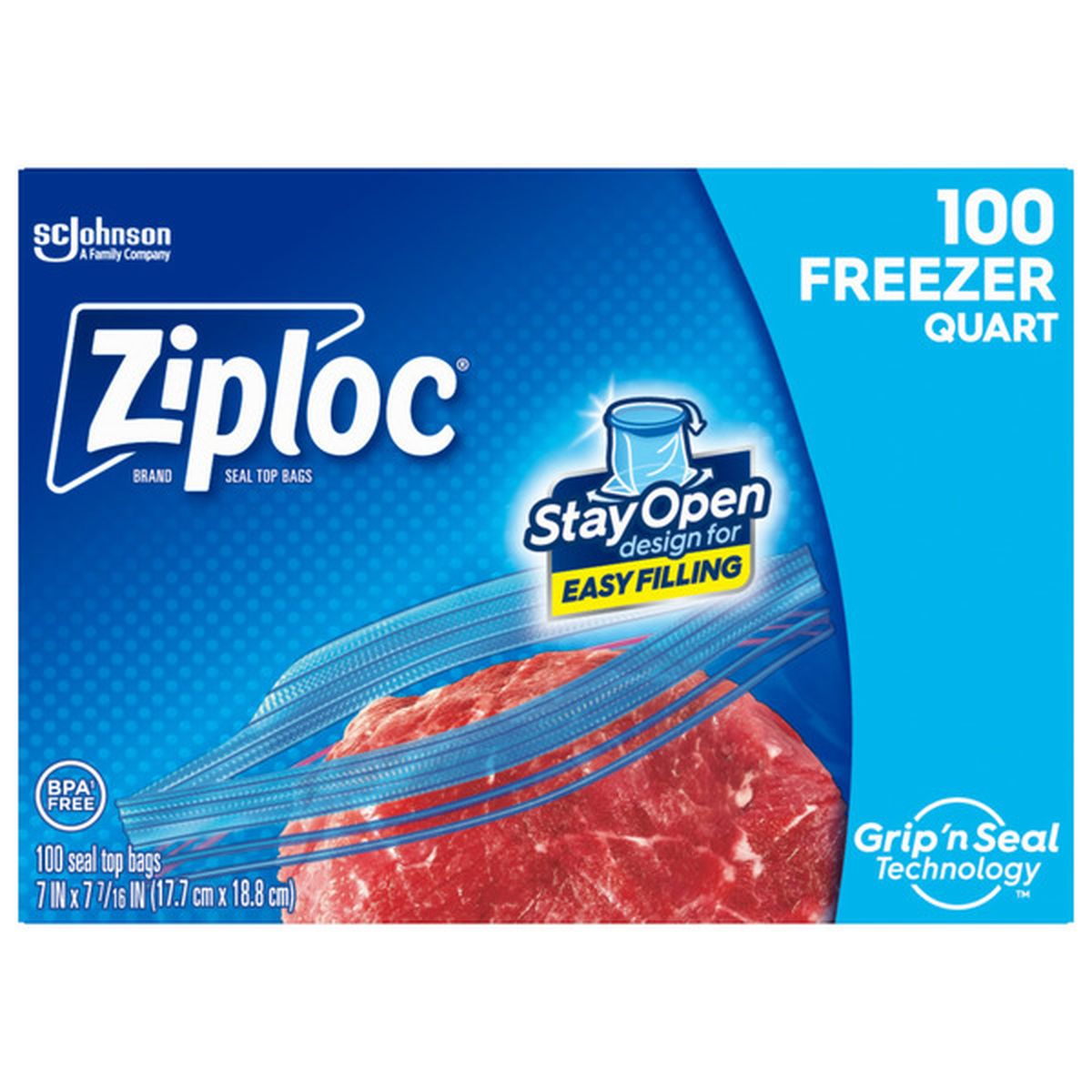 Ziploc Suso Super Mega Pack Freezer Quart, 100 ct — 4 Per Case