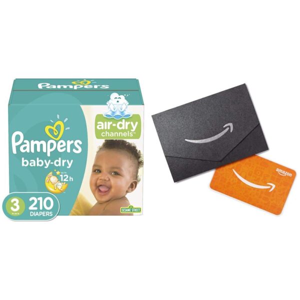 Pampers Baby Dry Diapers Size 3 (210 ct + Gift Card)