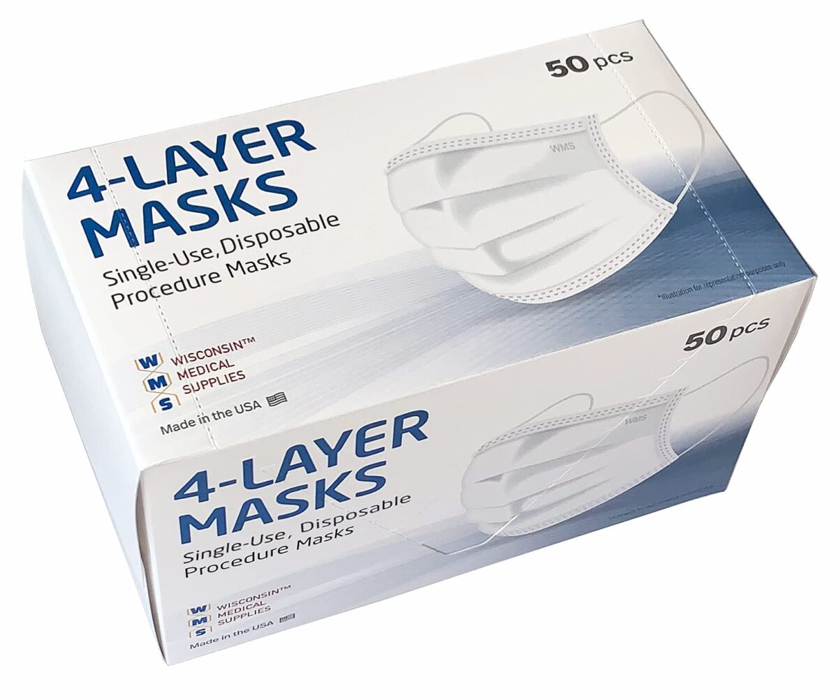 WMS Face Masks White 4-Layer (50 ct) - Image 1