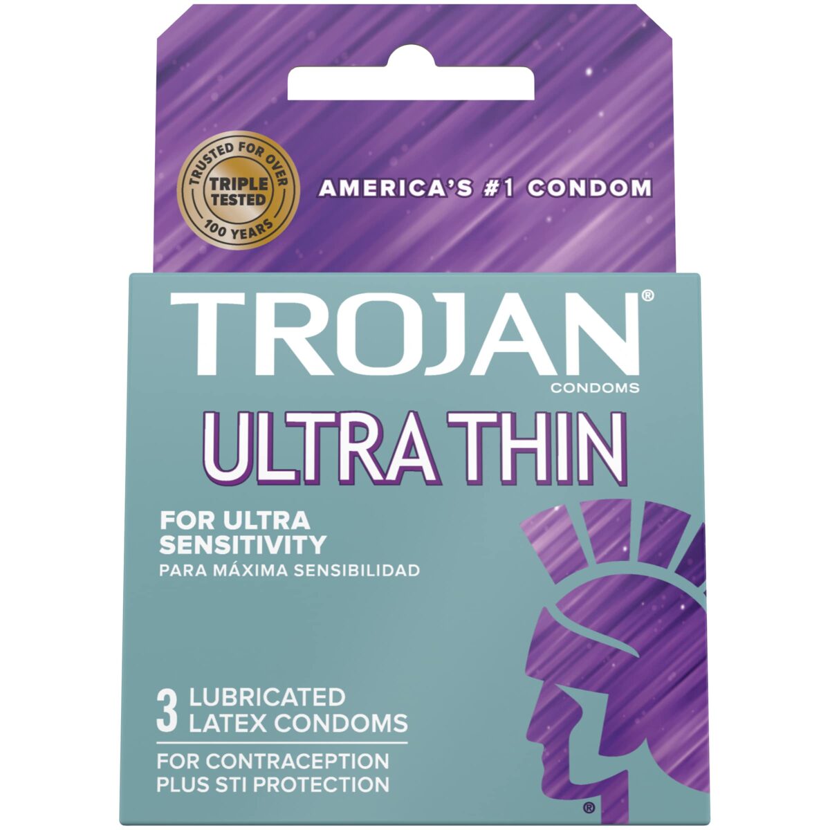 Trojan Ultra Thin Lubricated Condoms (3 count) - Image 1