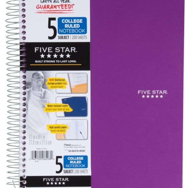 Mead Five Star Notebook College Ruled (8.5 x 11 in., 200 Sheets, 3 Pack)