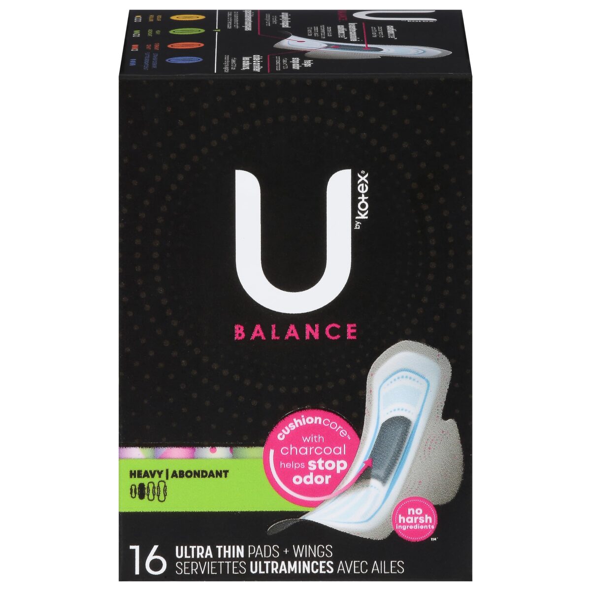 U by Kotex Balance Heavy Pads with Wings (16 Count) - Image 1