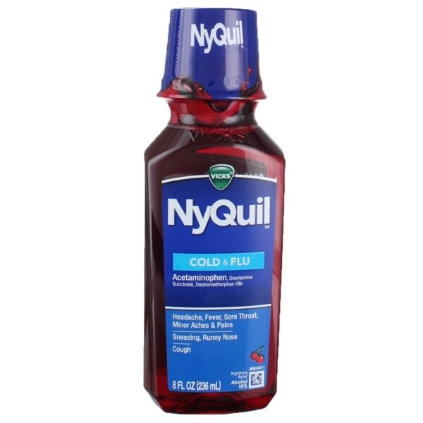Vicks Nyquil Cold & Flu Liquid Cherry (8 oz, 3 Pack)/12pk