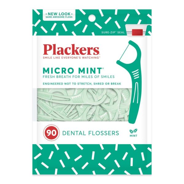 Plackers Micro Mint Dental Flossers Mint (90 Count, Pack of 10)/72pk