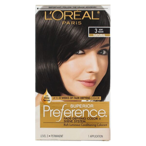 L’Oreal Paris Superior Preference Hair Color - 3 Soft Black (Pack of 2)/12pk