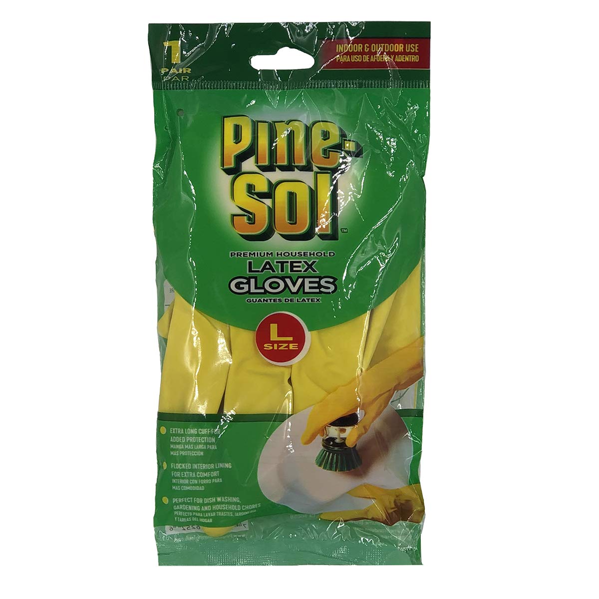 Version 1.0.0 Pine-Sol Latex Gloves Yellow (1 Pair, Large)/24pk - Image 1