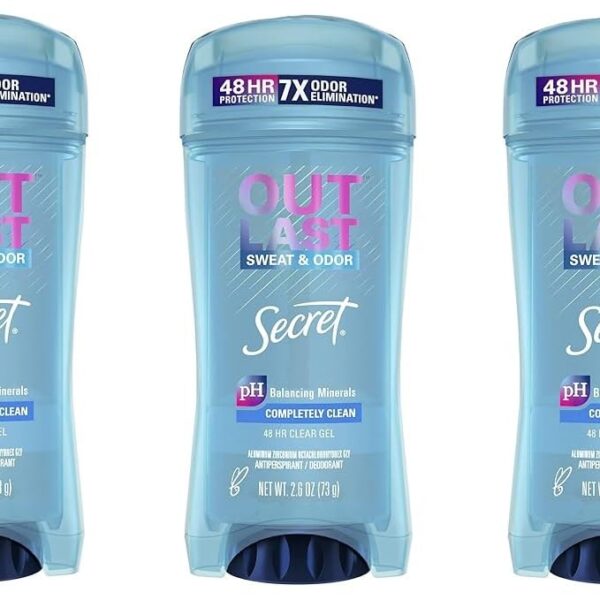 Secret Outlast Clear Gel Deodorant Completely Clean (2.6 oz, 3 Pack)/12pk