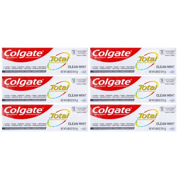 Colgate Total Toothpaste Travel Size Clean Mint (0.88 oz, 6 Pack)/24pk