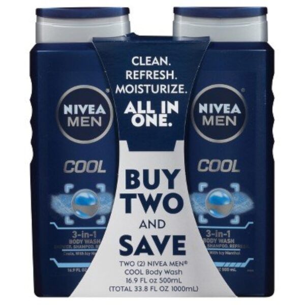 NIVEA Men Cool 3-in-1 Body Wash (16.9 oz, 2-pack)/12pk
