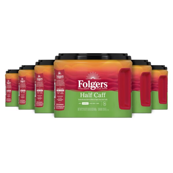 Folgers Half-Caff Medium Roast Ground Coffee (22.6 oz, 6-pack)/6pk