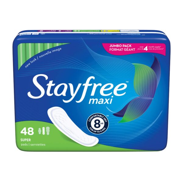 Stayfree Maxi Pads Super Long (48 ct)/4pk