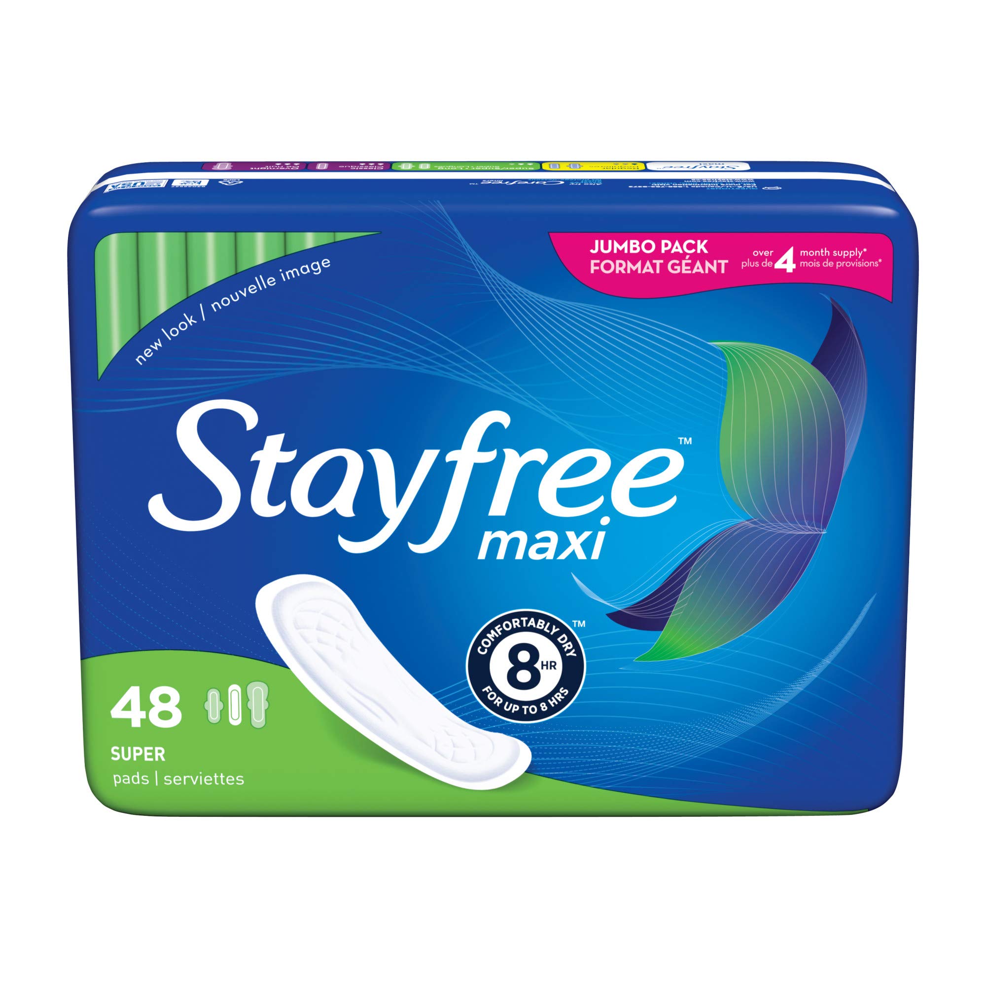 Version 1.0.0 Stayfree Maxi Pads Super Long (48 ct)/4pk - Image 1